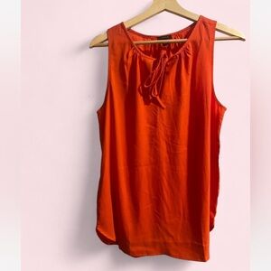 Women's Ann Taylor Sleeveless Orange Blouse with Front Tie Detail Vintage